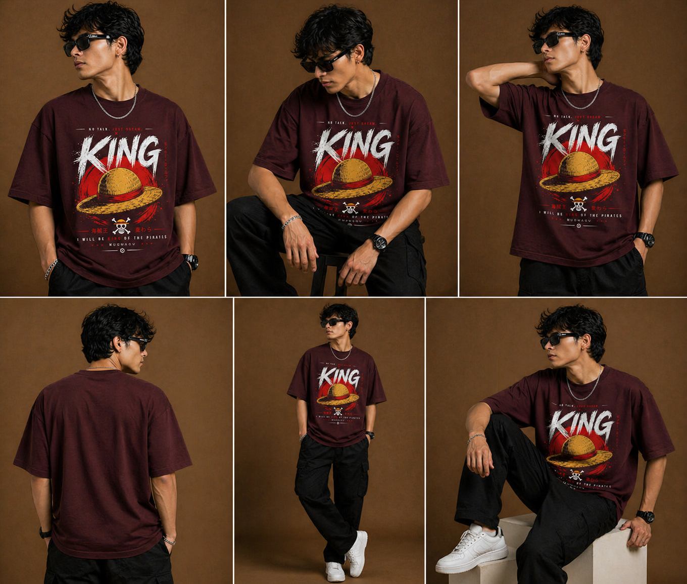 Side view of a black drop-shoulder oversized t-shirt highlighting the structured boxy fit and wide sleeves.
