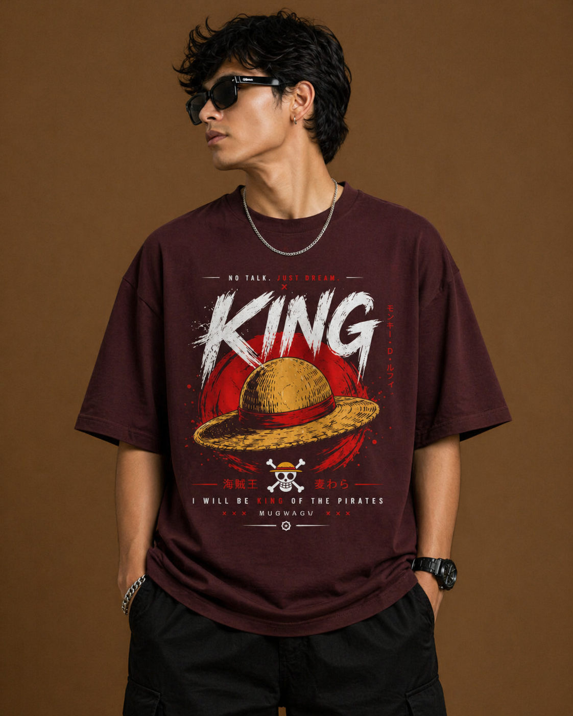 King One Piece Anime Heavyweight Oversized T-Shirt | Men's Streetwear